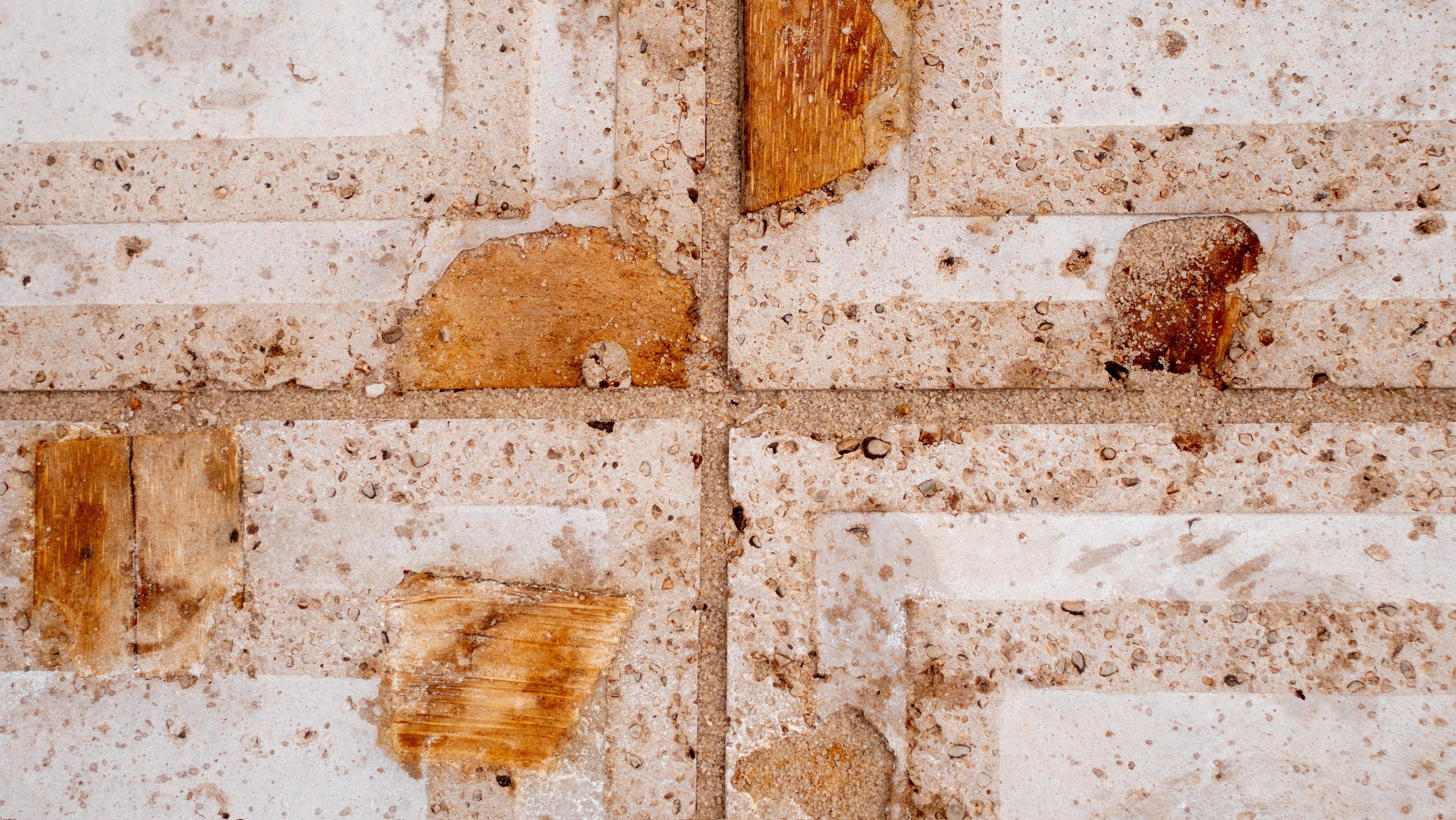 Extreme close up shot of the palm-frond-imbued Datecrete pavers.