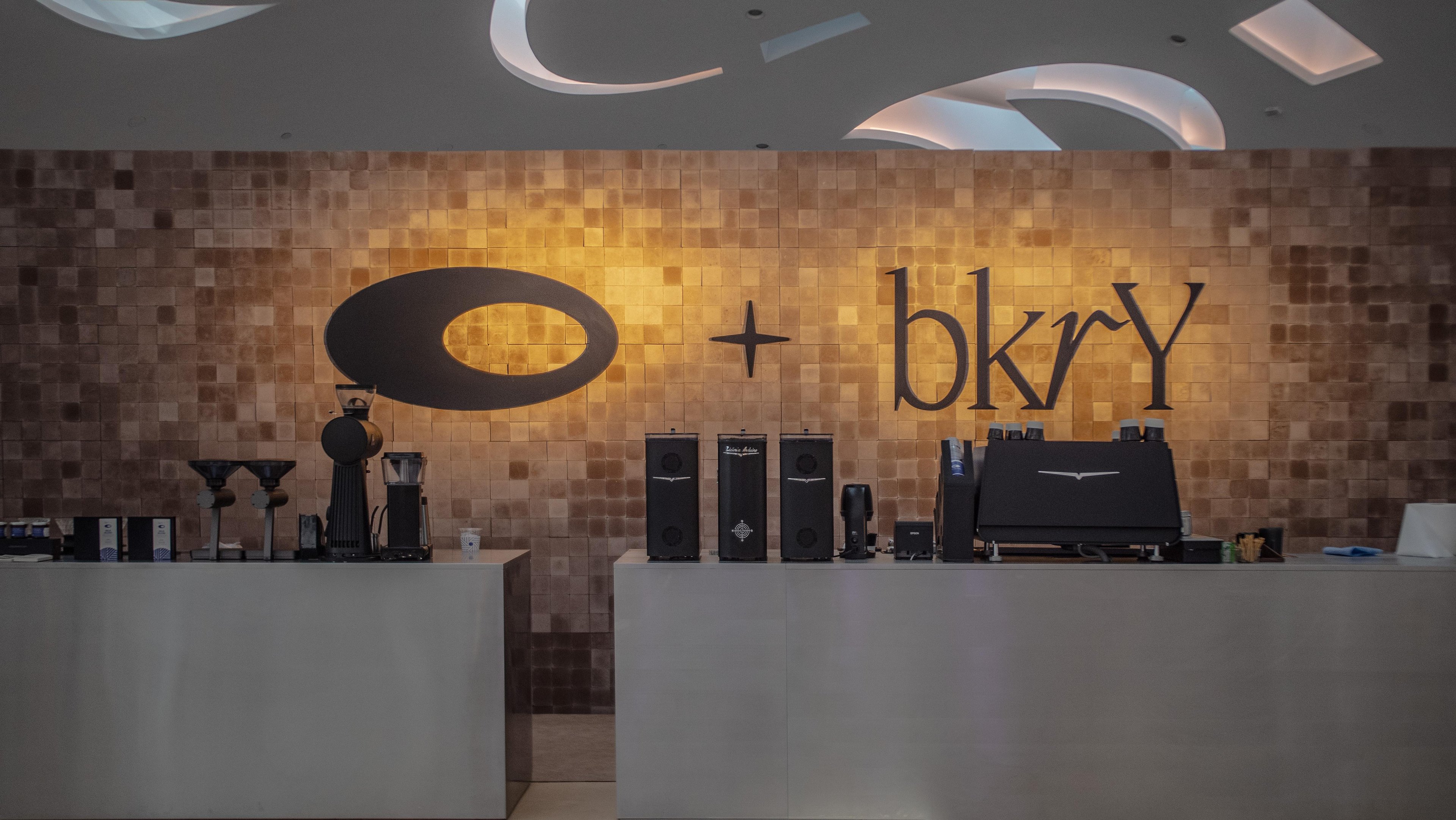 Close up shot of the BKRY x MOTF Pop-Up chocolate-toned Datecrete backdrop of the installation.