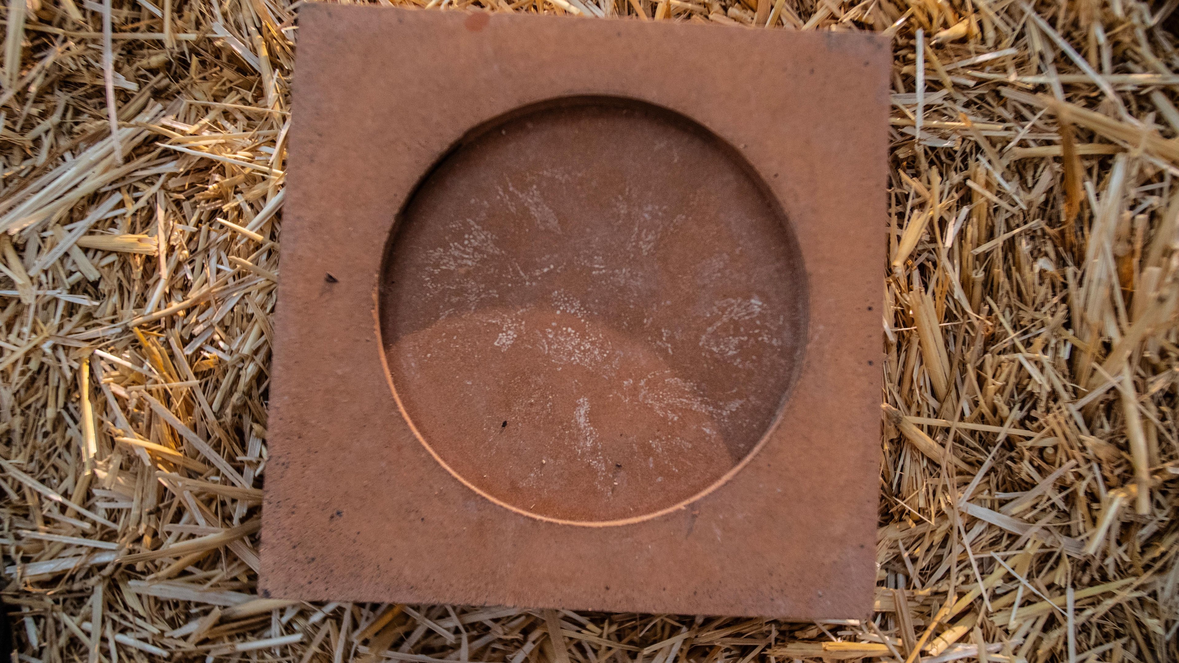 Close up shot of a Datecrete tile on a wheat-stalk platform.
