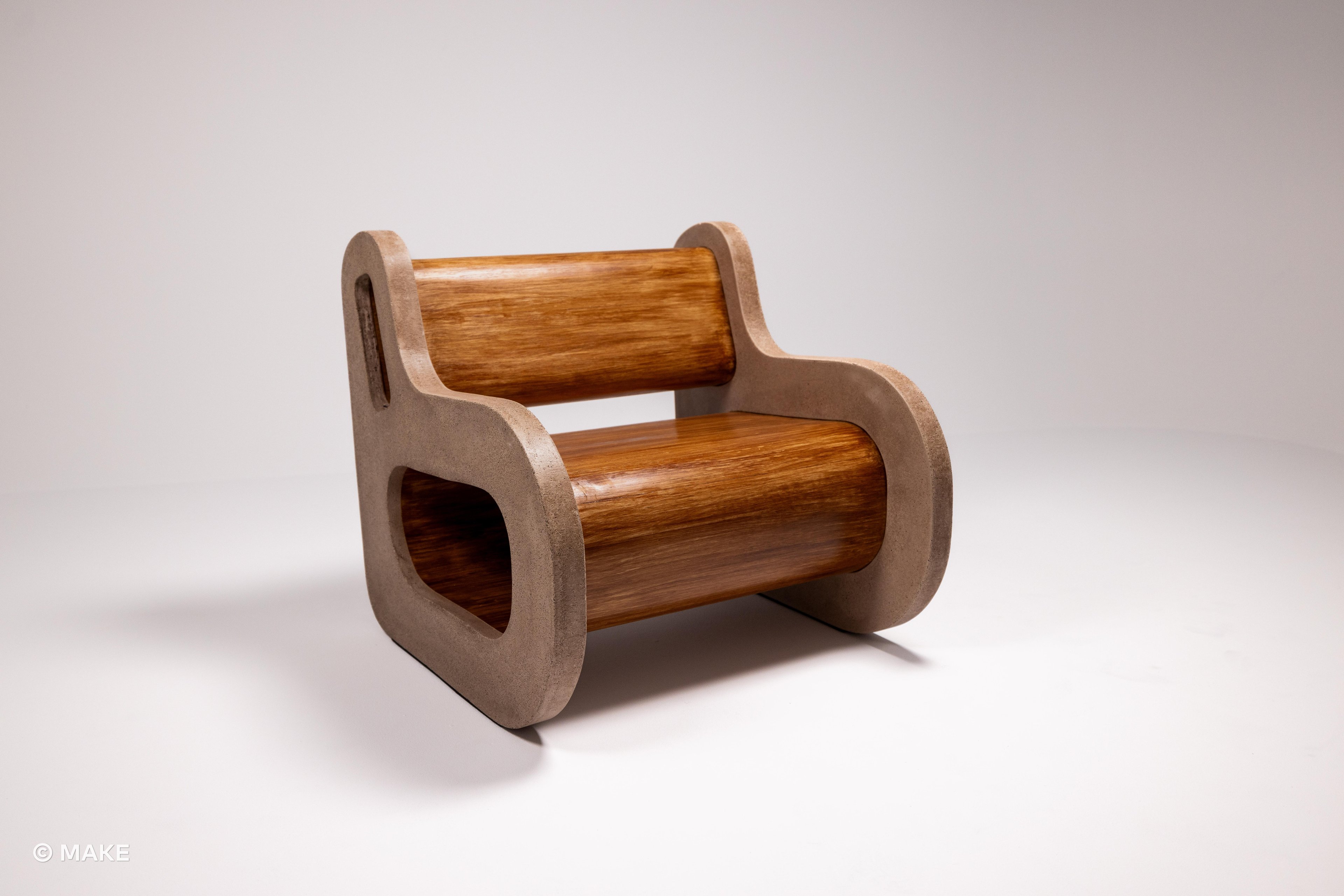 Full shot of the Datecrete Accent Chair without the sheepskin upholstery.