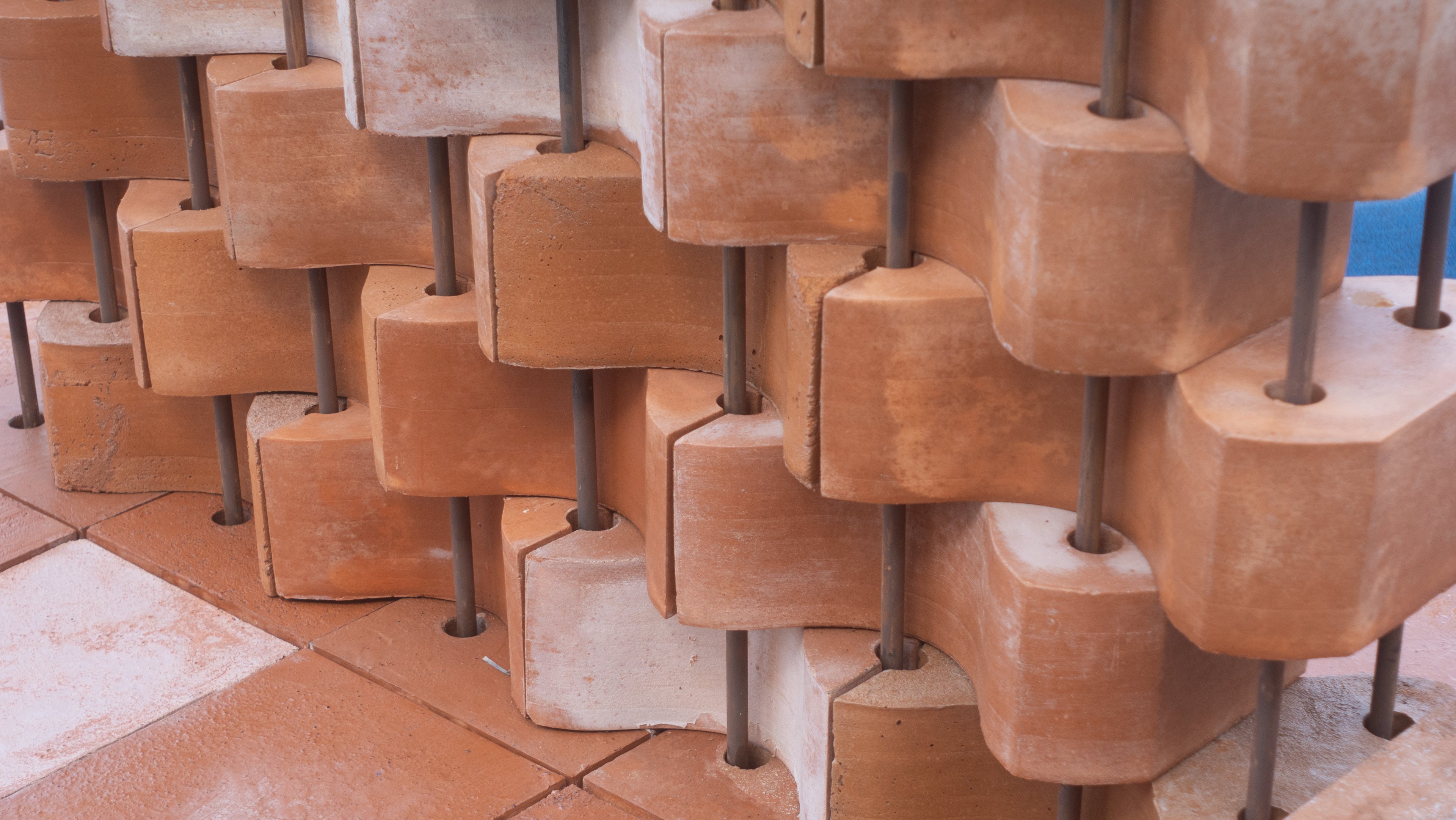 Close-up shot of the Datecrete Bee Hotel.
